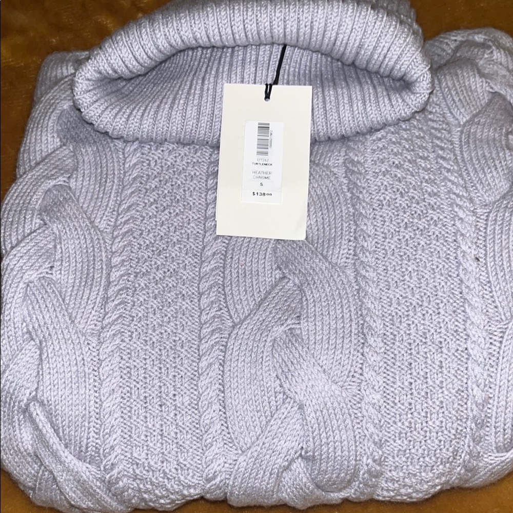 Women's Light gray Cable Knit Turtleneck Sweater
